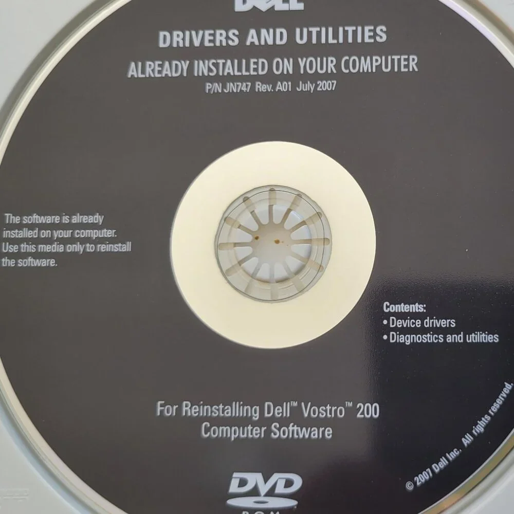 Vintage - Dell Drivers and Utilities for Vostro 200 Computer Software, 2007